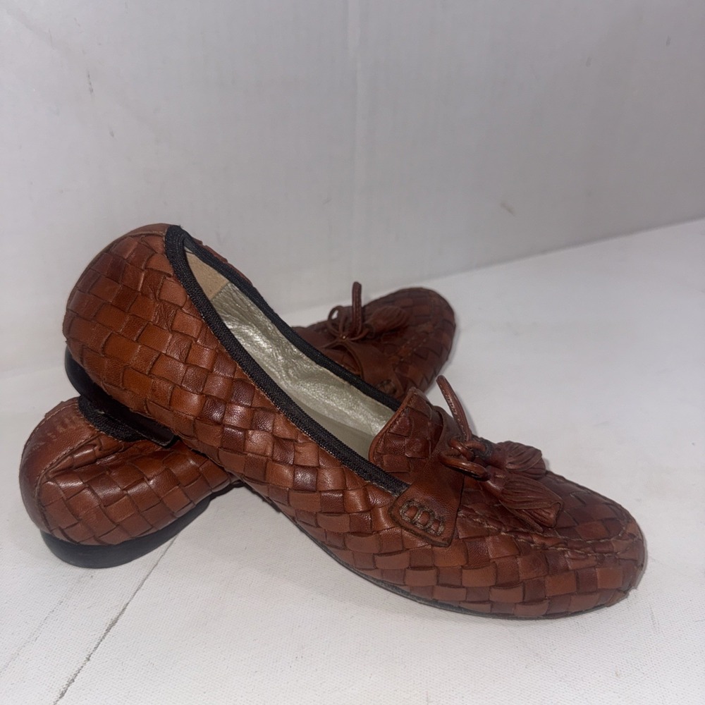 Robert Zur Woven Leather Petra Tasseled Indian Boho Festival Brown Loafers 8.5